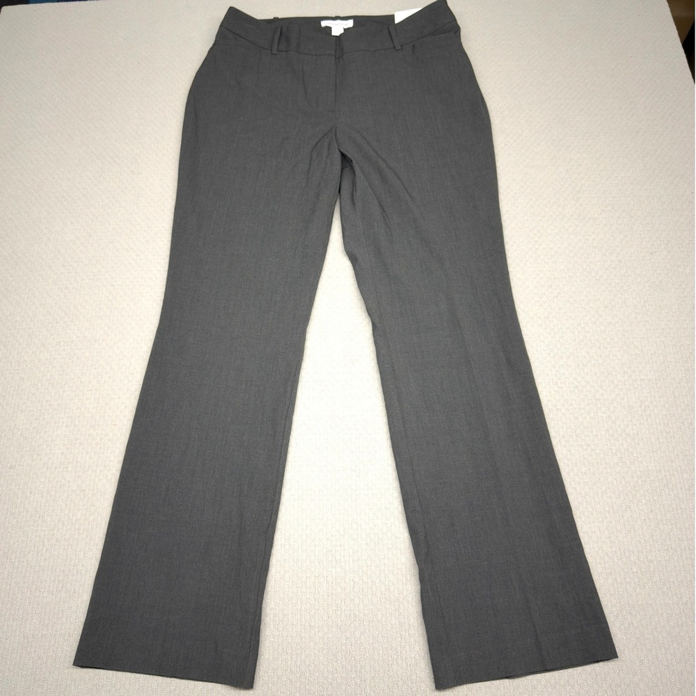 New Liz Claiborne Audra Curvy Trouser Mid Rise Gray Pants Womens 10 Office